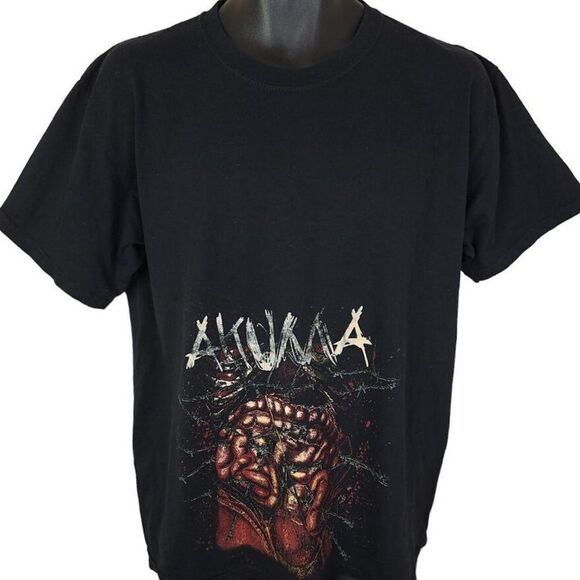 Akuma Band T Shirt Vintage Y2K Punk Metal Music Skeleton Ribcage Mens Size Large - Picture 1 of 5
